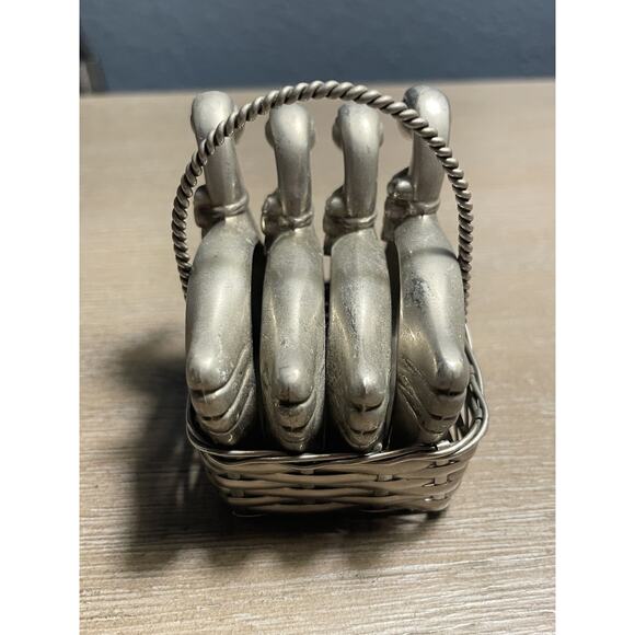 Duck Napkin Ring (Set of 4) in Basket Silver Metal Used - Picture 3 of 5